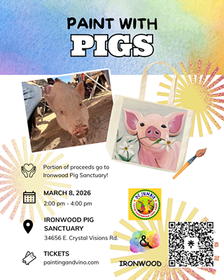 Image: Paint with Pigs at Ironwood Pig Sanctuary &ndash; Paint a Piggie Tote