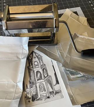 Image: Sip n Print: Tetrapak Drypoint!